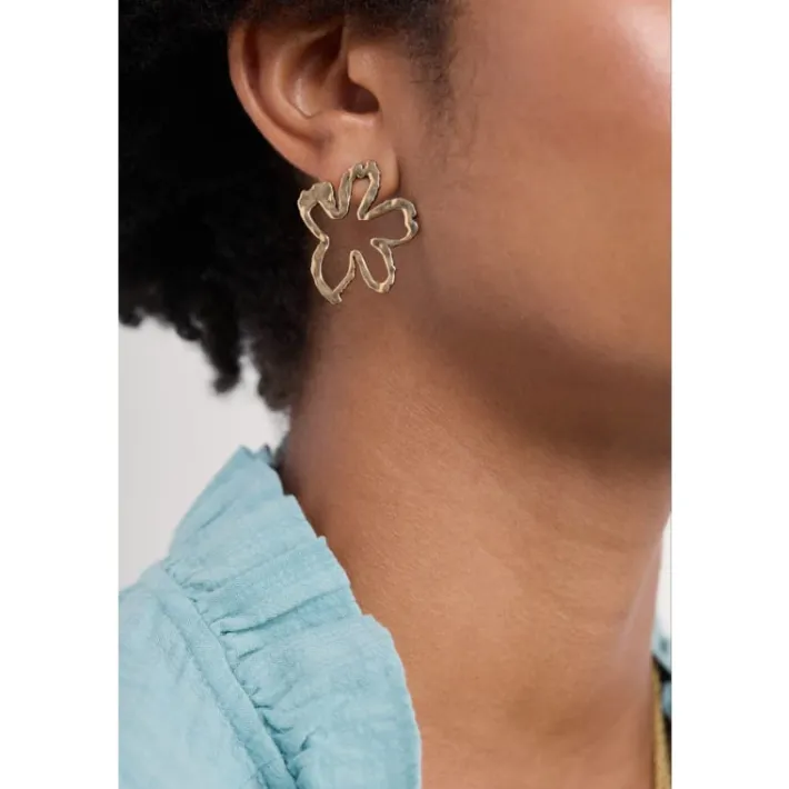 Seasalt Cornwall Anneal Gold Tone Flower Earrings-Women Jewellery