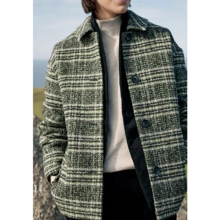 Seasalt Cornwall Beamwind Checked Wool Blend Coat-Women Coats & Jackets