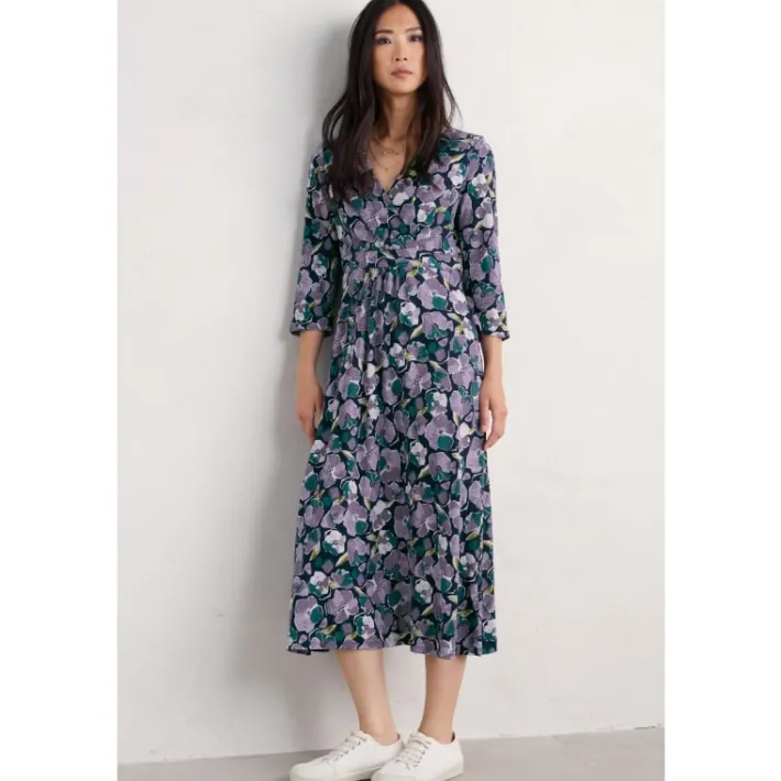 Seasalt Cornwall Chapelle 3/4 Sleeve Dress in GOTS-Certified Organic Cotton Jersey-Women Dresses