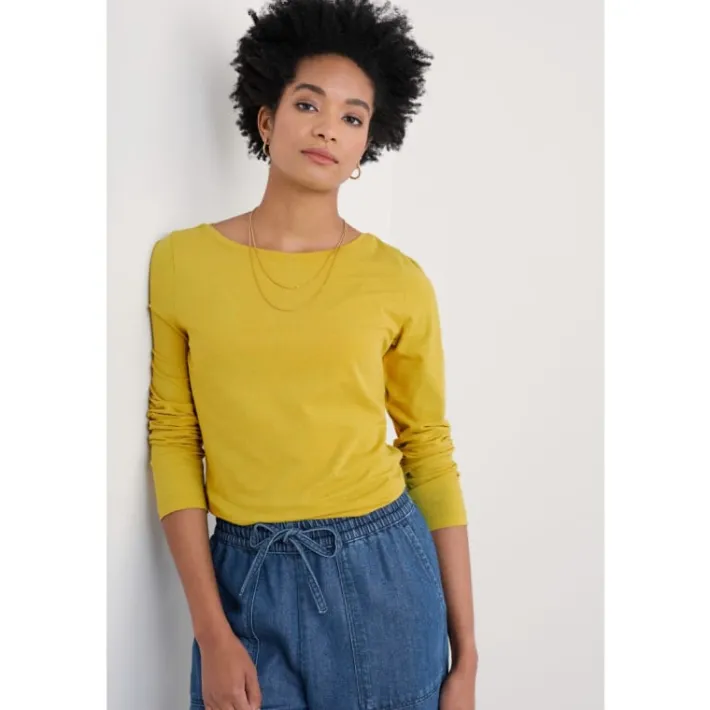 Seasalt Cornwall Easel Long Sleeve Top in GOTS-Certified Organic Cotton Jersey-Women Tops | T-shirts