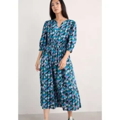 Seasalt Cornwall Fawn Organic Cotton Waisted Midi Dress-Women Dresses