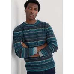 Seasalt Cornwall Men's Notebook Striped Jumper with Lambswool- Knitwear