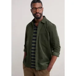 Seasalt Cornwall Men's Ropemaker Waffle Cord Overshirt- Shirts | Coats & Jackets