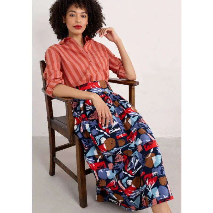 Seasalt Cornwall Mevagissey Midi Skirt in GOTS-Certified Organic Cotton-Women Skirts