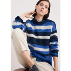 Seasalt Cornwall Painter Striped Jumper Contains Mohair-Women Knitwear