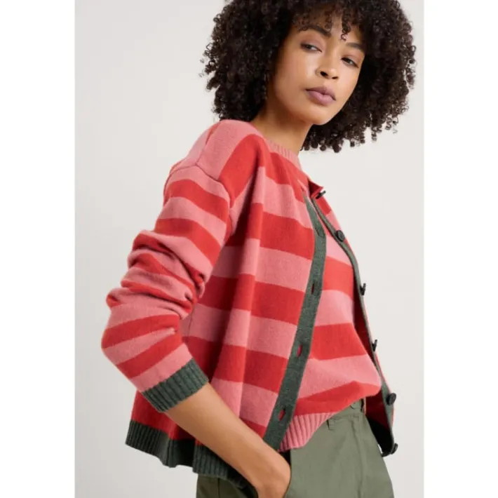 Seasalt Cornwall Pinwell Striped Cardigan Made With Lambswool-Women Knitwear