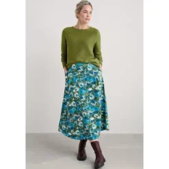 Seasalt Cornwall Swallow Hill Printed A-Line Skirt-Women Skirts