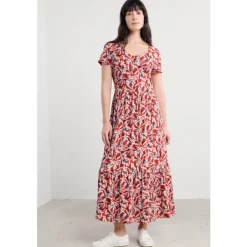 Seasalt Cornwall Tor View Short Sleeve Tiered Jersey Dress-Women Dresses